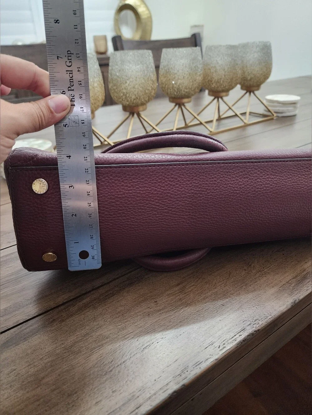 Michael Kors Burgundy Pebbled Leather Tote with Gold Hardware